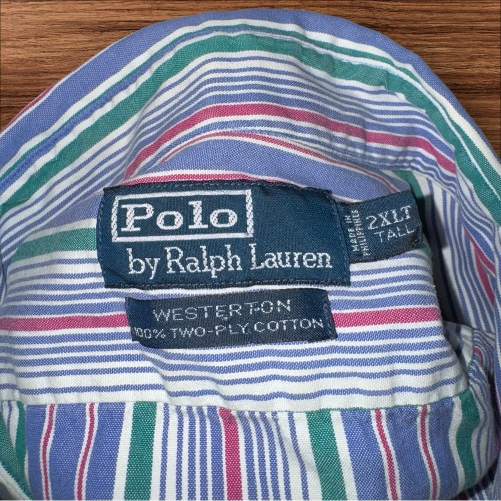 Polo Ralph Lauren‎ Westerton Custom Fit Veritcal Striped Long Sleeve Mens 2XLT